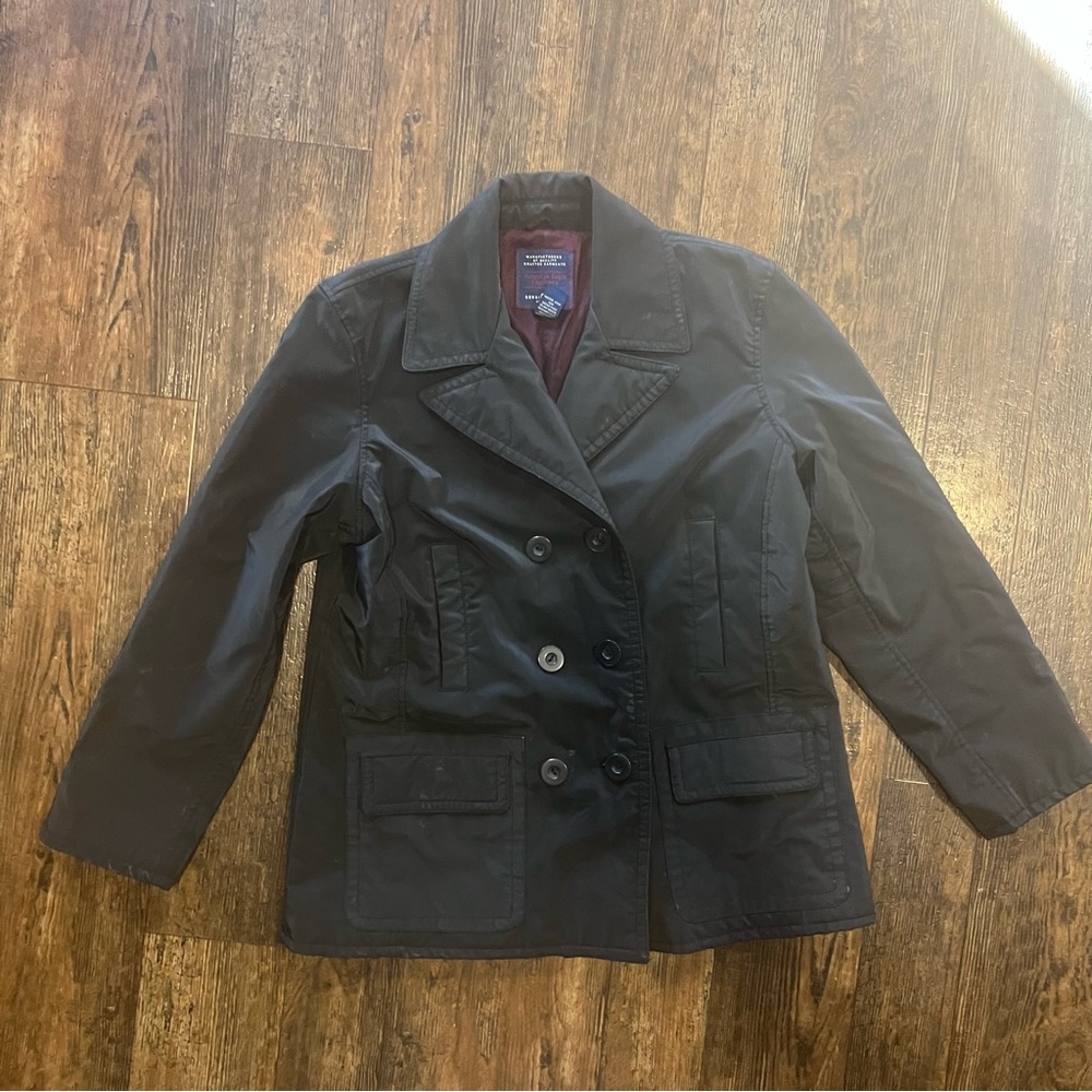 American Eagle Outfitters Genuine Polyvinyl Black Button Jacket Size Large